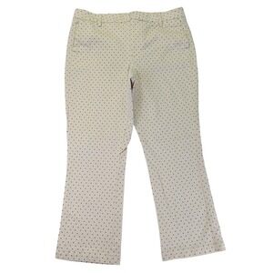 J.Crew Womens Polka Dot Straight Leg Pants‎ Ivory Navy Blue Size 31 F4451